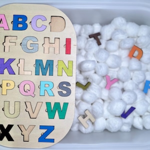 Preschool ABC&#39;s for Children, Alphabet, Wooden Montessori Sensory Play Kids Fun Toy, Trofast Insert, Flistat, Personalized, Sensory Table