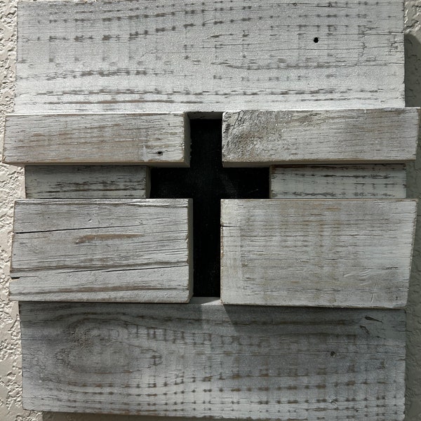 Rustic reclaimed wood wall cross
