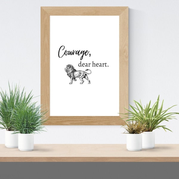 Printable Narnia Wall Art, "Courage Dear Heart", Narnia Quote, CS Lewis Quote, Christian Home Decor, Nursery Art, Kids Room Decor, ///