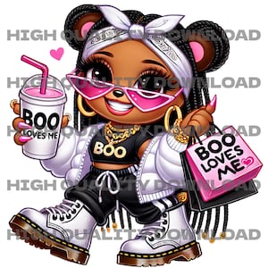 Sassy Shopping Hiphop Teddy Bear PNG, T-Shirt Design, Sublimation Bear Graphic Illustration, DTF Design, Teddy Bear Clipart, Gangsta Bear