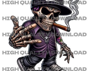 Gangster SkullBoy T-Shirt Design Skeleton Sublimation Hiphop Gangster Skeleton DTF Design Skull PNG Skeleton PNG Urban Skeleton Gangsta Bruh