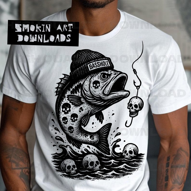Basshole Skull Bass Fishing SVG Design (digital Download) - Etsy