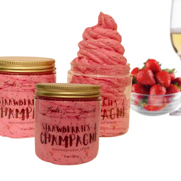 Strawberries & Champagne Whipped Soap Scrub - 8oz