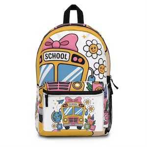 Colorful School Bus Backpack, Fun Kids Backpack, Back to School Gear, Kids Accessories, Cartoon Style Backpack, Vibrant School Bag