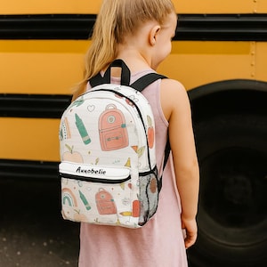 Bonita mochila escolar con diseños coloridos, mochila para la vuelta al cole, mochila para niños, mochila para material de arte, mochila personalizada para niños.
