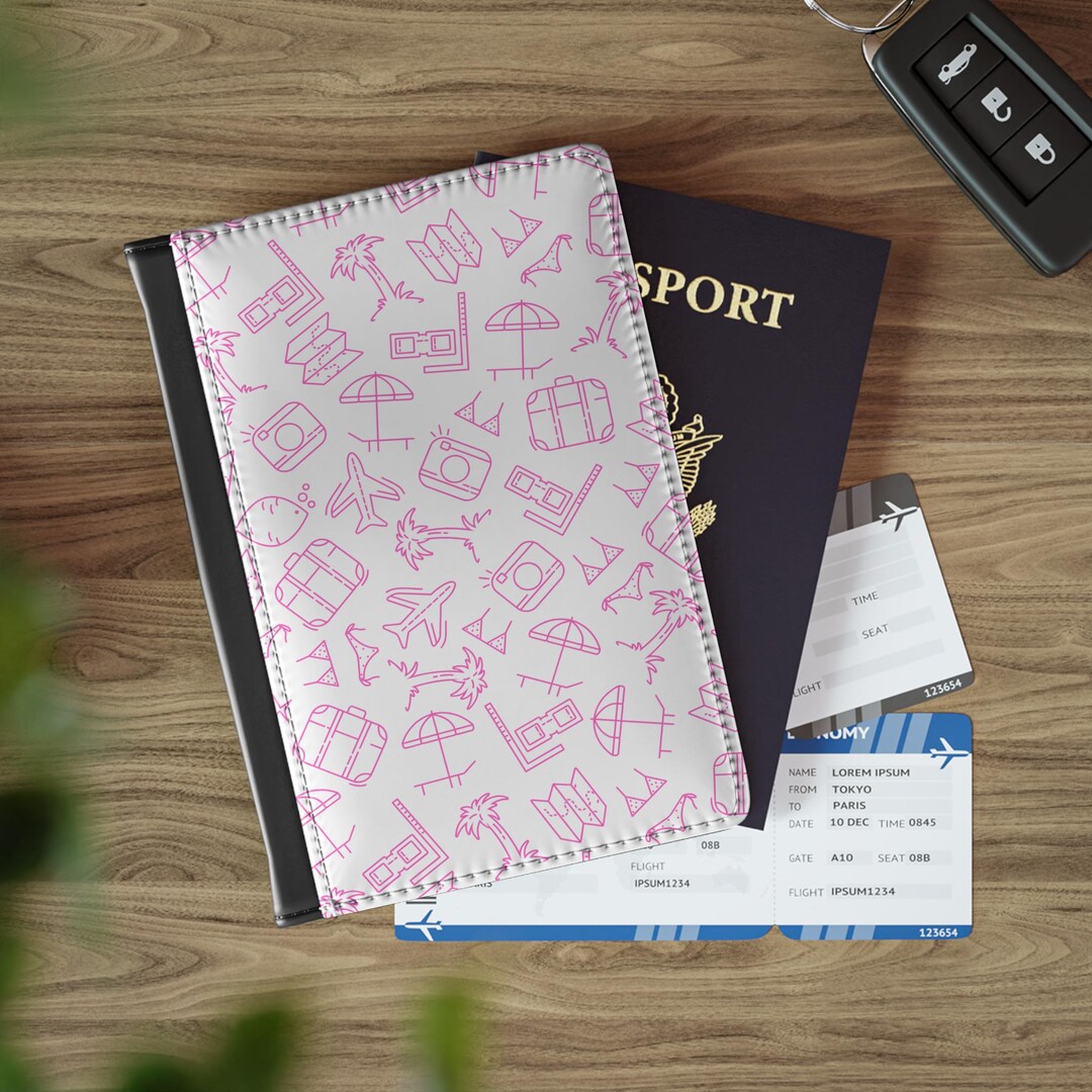 Pink hand embroidered passport cover main image 1