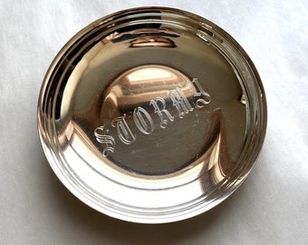 Vintage Silver Plated “Stormy” Etched Trinket Dish
