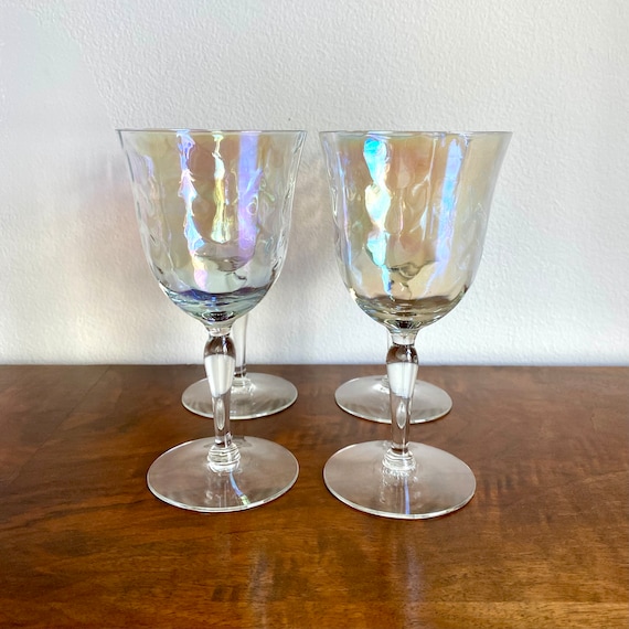 1960s Iridescent Glass Wine Stems Set of 4