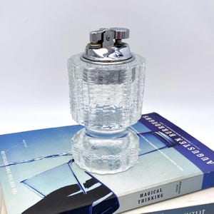Vintage MCM Textured Crystal Table Lighter
