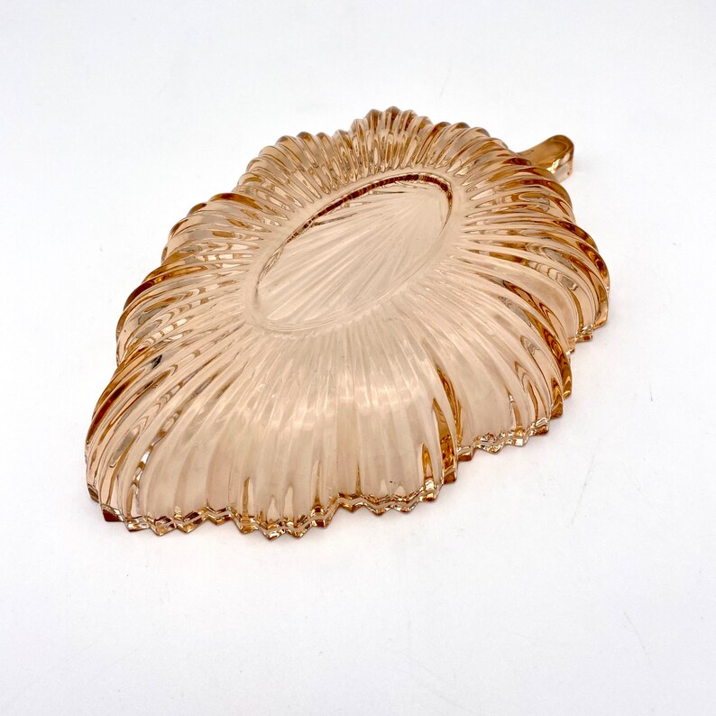 Pink Depression Glass Leaf Trinket Dish by Federal Glass Etsy