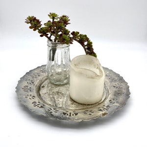Vintage Silver Plated Pierced Scrollwork Tray