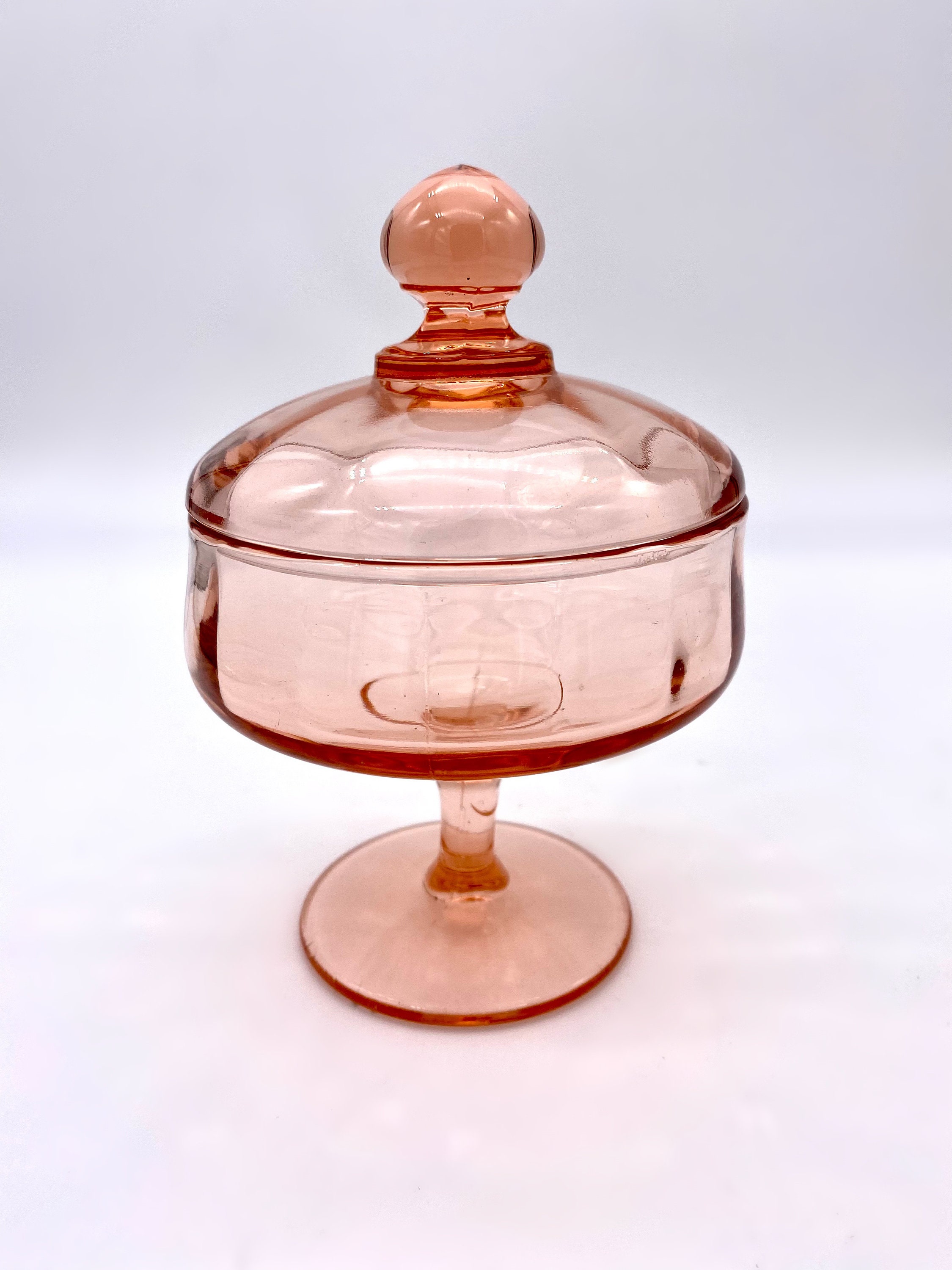 Vintage Pink Depression Glass Pedestal Candy Bowl Etsy