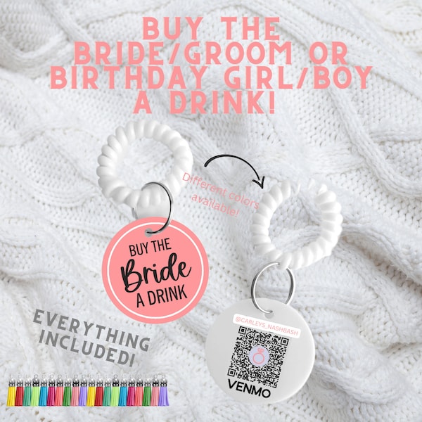 Venmo QR Code, Venmo Bachelorette Bracelet, Buy the Bride a Drink, Venmo Bachelorette, Bachelorette Party, Bachelor, Party Favors