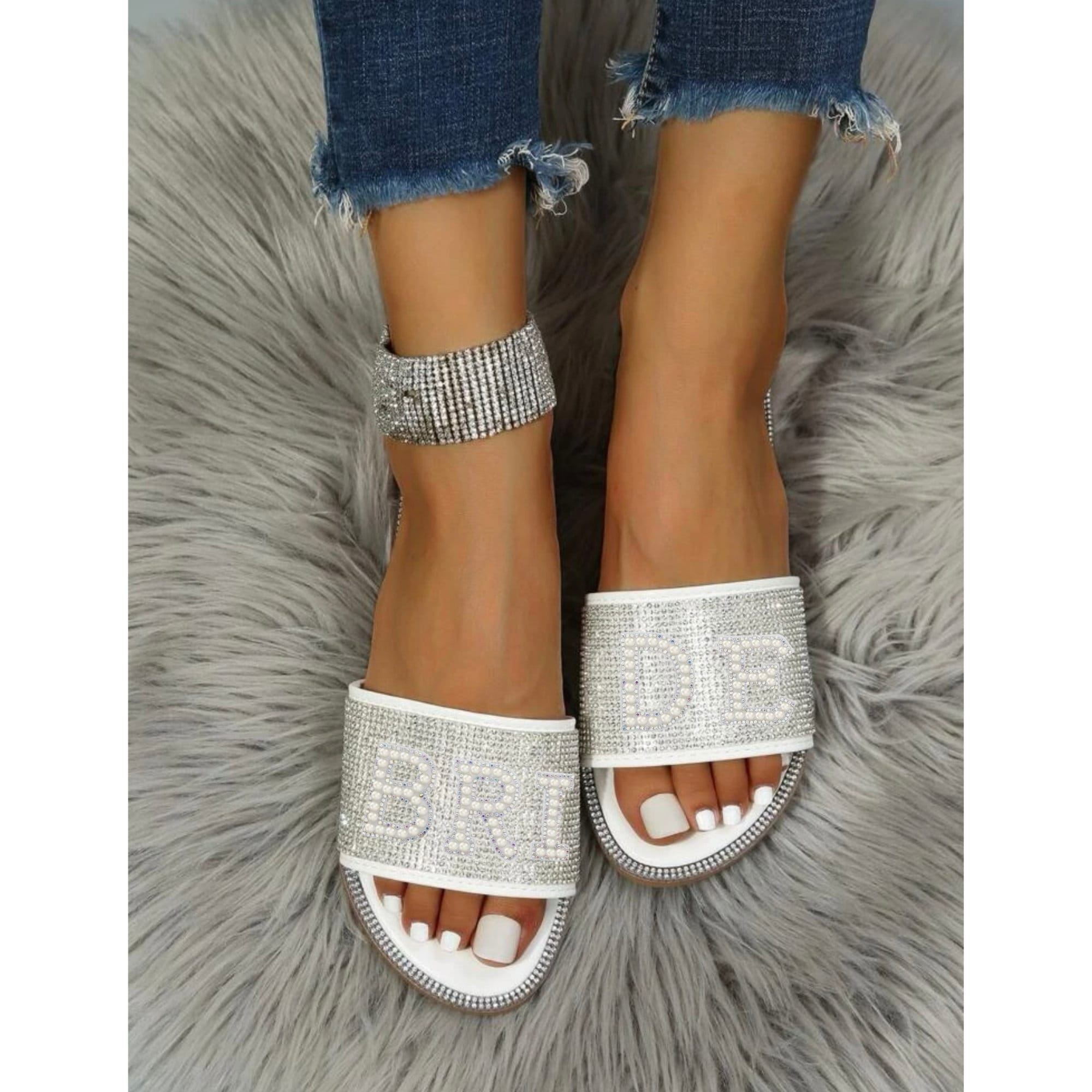 Rhinestone slide sandals clearance
