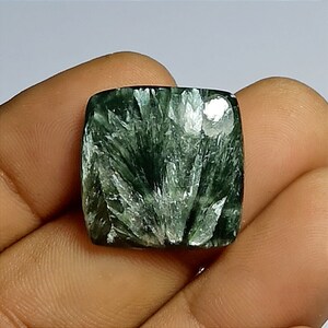 100% Natural Green Seraphinite Gemstone/ Top Grade Seraphinite Cabochon/ Cushion Shape/ 20X20X5mm/ Loose Gemstone/ 17.00Ct For Pendant, Ring