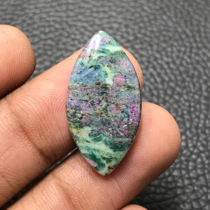 A One Ruby Phoside Loose Cabochon: Marquise Gemstone For Artisian Jewelry (27X14X4 mm, 16.10 Ct.)