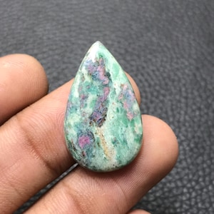 A One Grade Ruby Phoside 18.55 Cts Pear Cabochon: Healing Gemstone For Silver Jewelry (27x16x5mm)