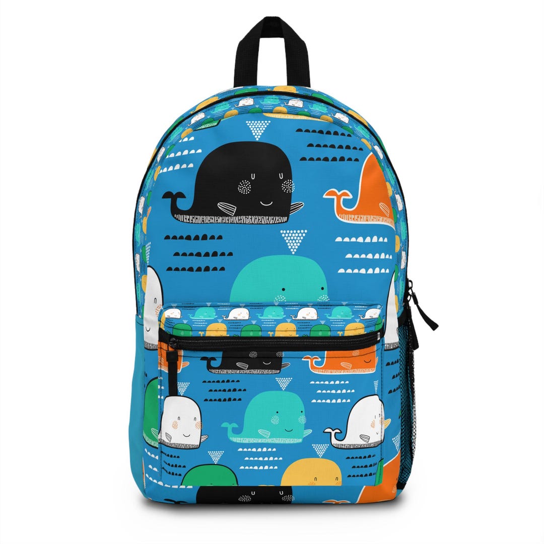 Whimsical Whale Print Backpack for Kids, Cute School Bag, Ocean-themed ...