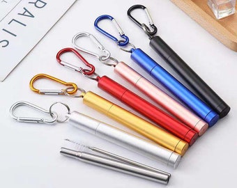 Stainless Steel Telescopic Drinking Straw Reusable Travel Metal Eco Friendly UK