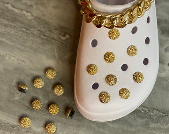 Shoe charms Luxury Bling glitter Cluster Faux Druzy Gold, Silver, Black, Bronze, Pink, Crystal, Blue, Purple or Green,  Turquoise for Clogs