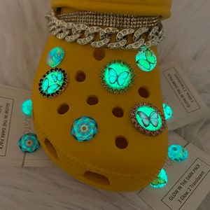 Gift Set - Shoe Charms Butterfly Themed Glow in the Dark [5 piece Packs] Shoe Accessories Buttons for Clogs - READ DESCRIPTION