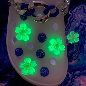 Shoe Charm - One (1) Luxury 3D Bling Glow in the Dark / XL Flower cherry blossoms Shoe Accessories Buttons fits Crocs or Clogs