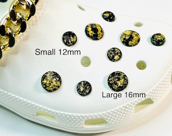 Shoe Charms Luxury Gold Foil Glitter Bling Acrylic Stones Shoe Accessories Buttons - small or large 14 colors