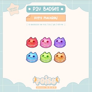 Kitty Macaron P2U Badges: Twitch, Discord, YouTube (Digital Download)