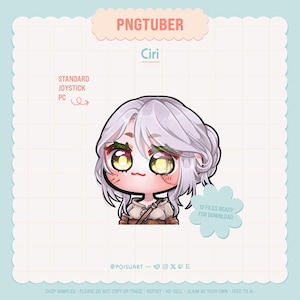 Ciri Witcher Inspired PNGtuber Avatar – Reactive Streaming Avatar (Instant Download)