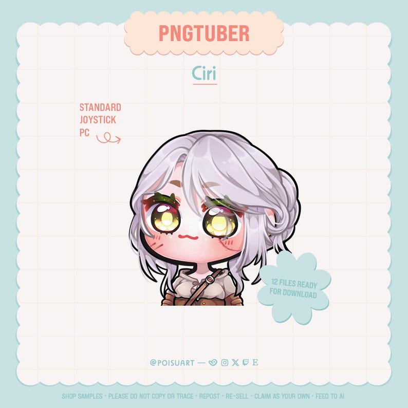 Ciri Witcher Inspired Pngtuber Avatar – Reactive Streaming Avatar ...