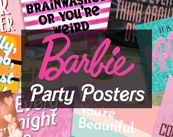 Pósteres imprimibles para fiestas de la película Barbie