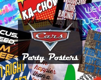 Cartel imprimible de Cars Movie Party Props