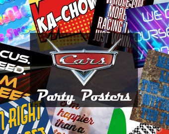 Cartel imprimible de Cars Movie Party Props