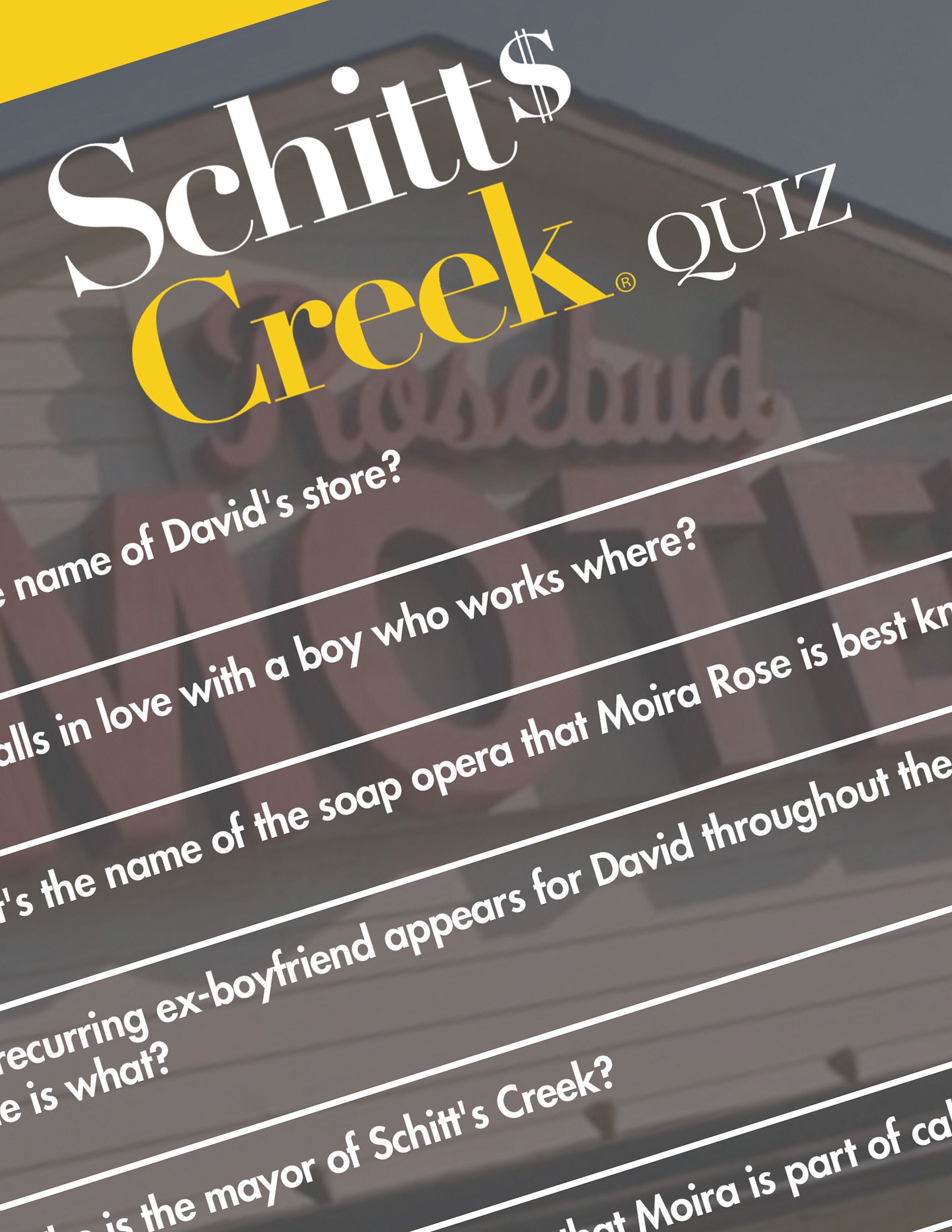 Schitts Creek Trivia Questions And Answers BEST GAMES WALKTHROUGH