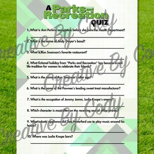 Parks and Recreation Trivia Quiz With Answer Key! - Etsy