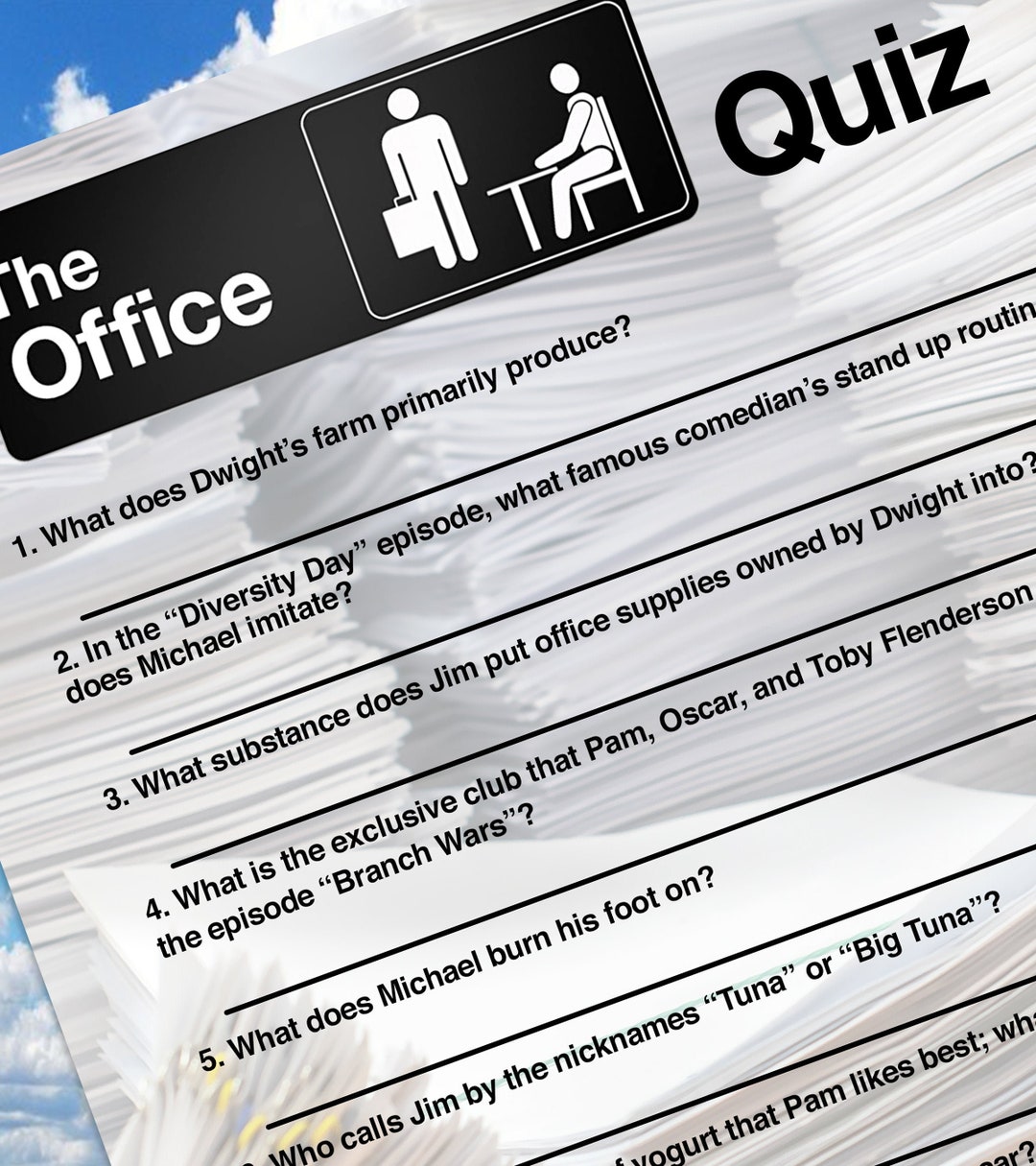 The Office Trivia Quiz With Answer Key Etsy
