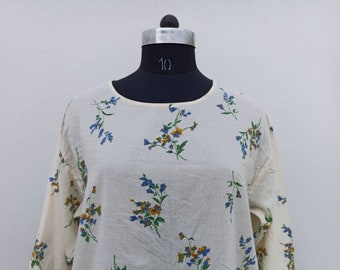 top de algodón impreso, ropa de mujer, Top de túnica