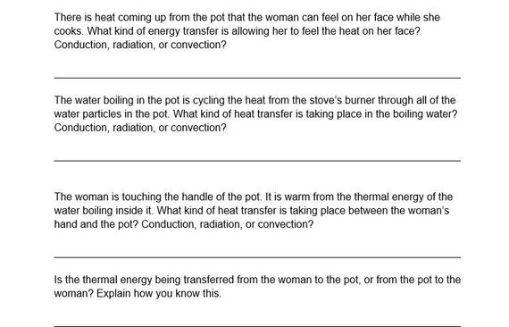 Thermal energy transfer worksheet