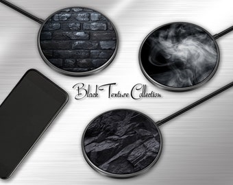 Chargeur sans fil en marbre noir, charge rapide 15 W