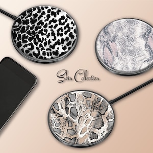 Wireless Charger Pad Universal iPhone Android Original Design Charging Station Medallion Cheetah Charging Gift Holiday Animal Snake Skin