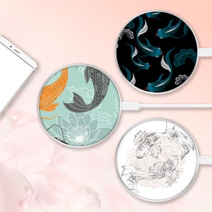 Wireless Charger Pad Universal iPhone Android Original Design Charging Station Medallion Fast Charging Gift Holiday Koi