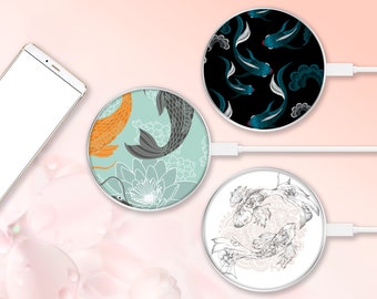 Cargador inalámbrico Koi para teléfono, diseño artístico original, carga Qi universal