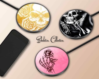 Bezprzewodowa ładowarka Skeleton Skull: iPhone, Android, szybkie ładowanie 15 W