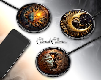 Chargeur sans fil Celestial Moon : charge rapide pour iPhone, Android
