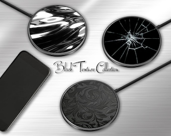 Chargeur sans fil design, charge rapide 15 W, collection Black Texture