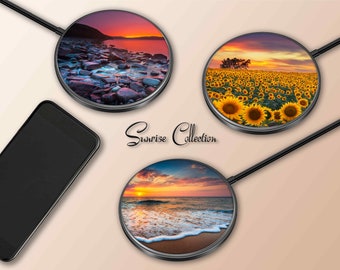 Chargeur de téléphone sans fil Sunrise Landscape, charge rapide 15 W