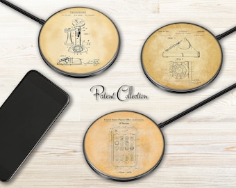 Chargeur sans fil vintage Patent Art : chargeur rapide de 15 W