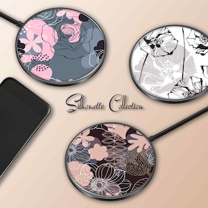Wireless Charger Pad Universal iPhone Android Original Design Charging Station Medallion Fast Charging Gift Holiday Abstract Floral Neutral
