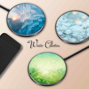 Wireless Charger Pad Universal iPhone Android Original Design Charging Station Medallion Fast Charging Gift Holiday Winter Snow