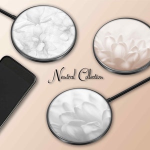 Wireless Charger Pad Universal iPhone Android Original Design Charging Station Medallion Fast Charging Gift Holiday Abstract Floral Neutral